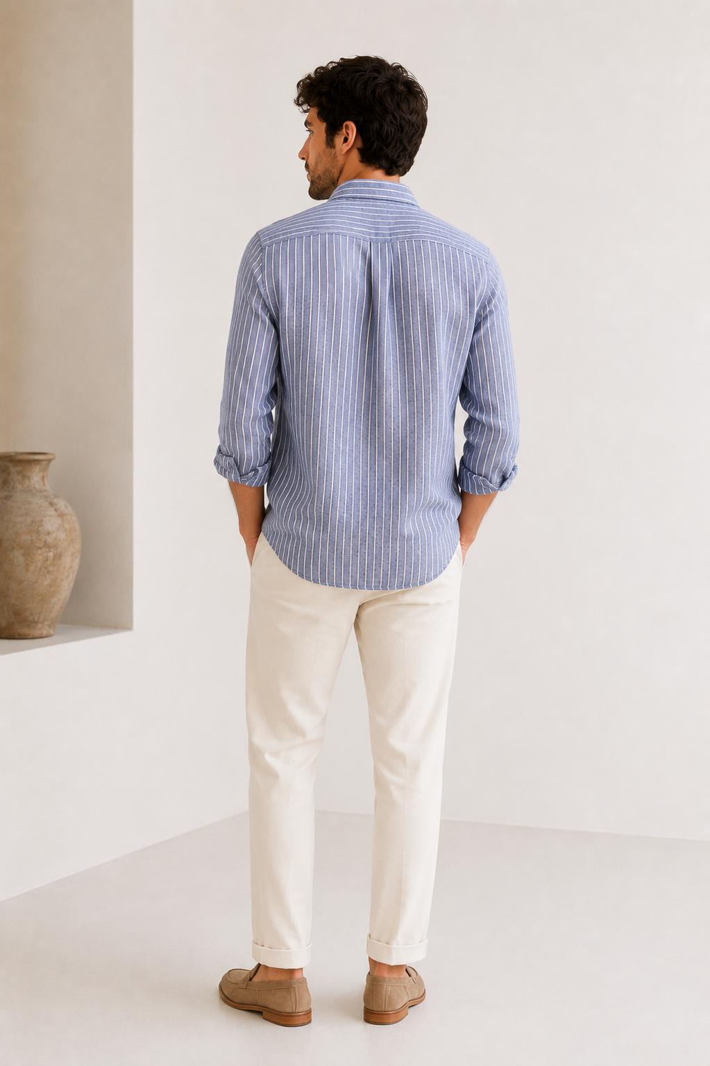Premium Blue Striped Linen Shirt
