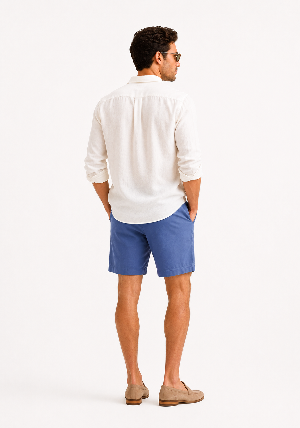 Premium Blue Linen Drawstring Shorts for Men