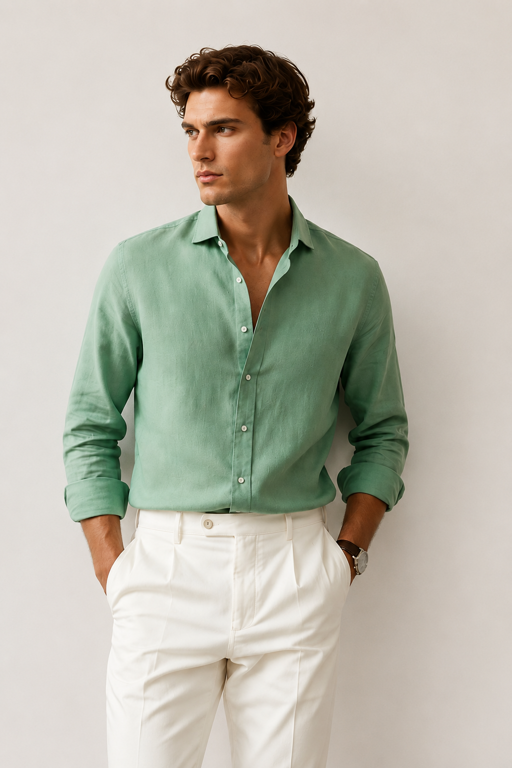 Premium Sage Green Linen Shirt