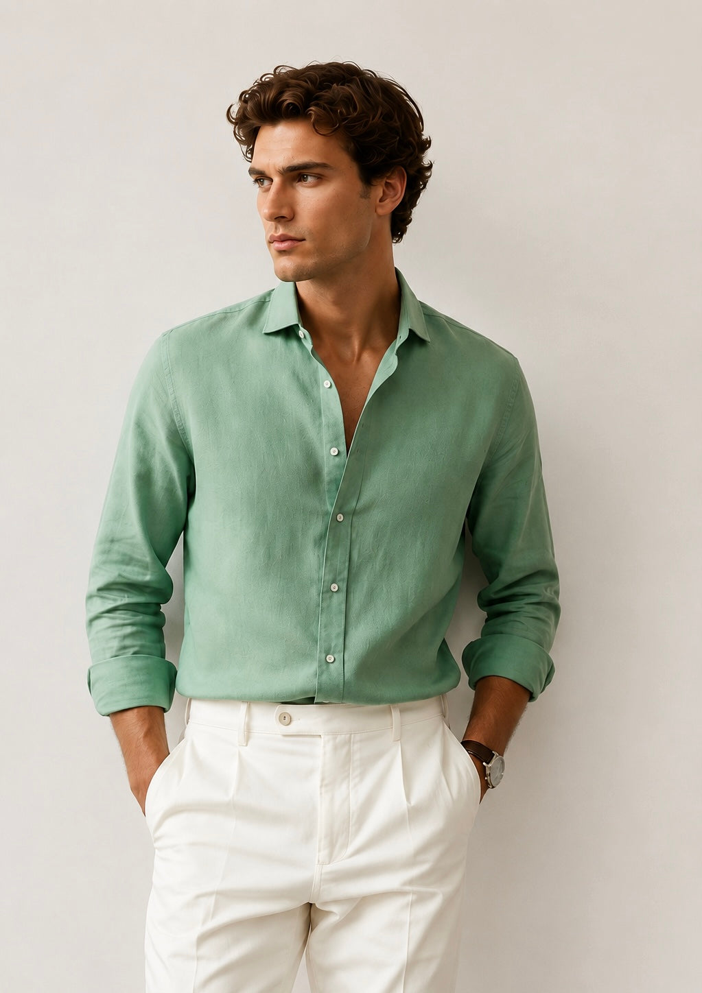 Premium Sage Green Linen Shirt