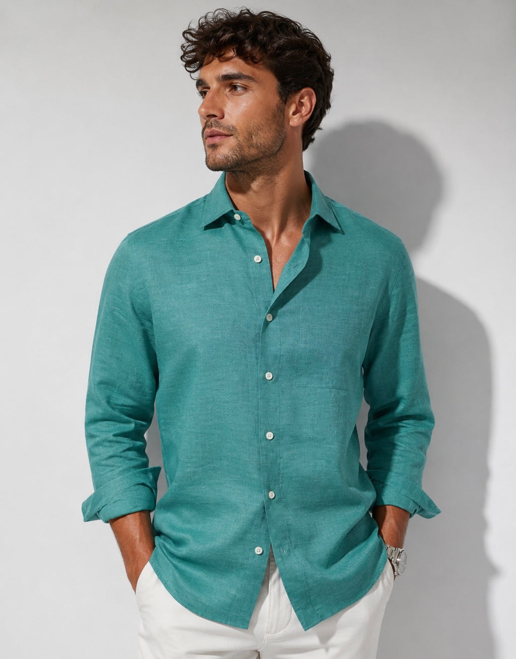 Premium Emerald Linen Shirt