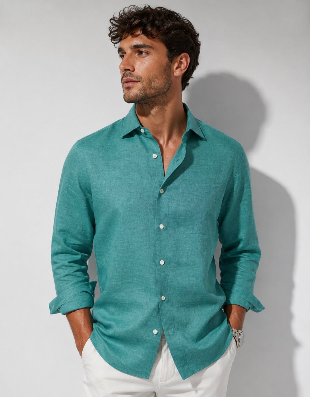 Premium Emerald Linen Shirt