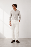 Slim-Fit Off-White Chino Pants
