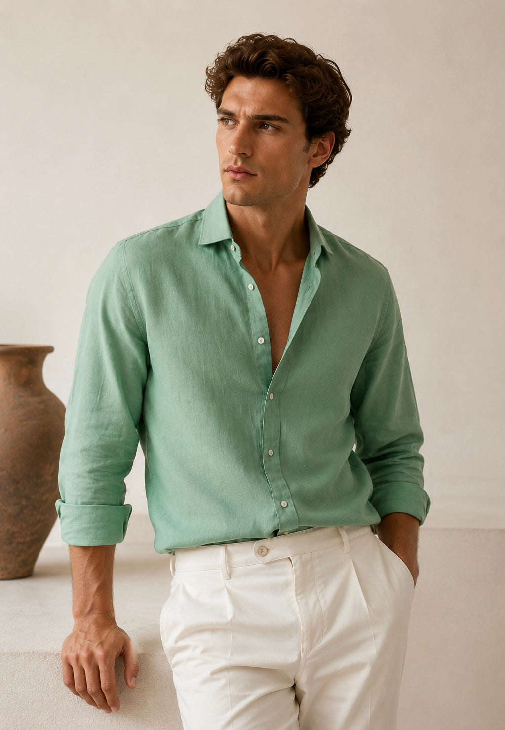 Premium Sage Green Linen Shirt