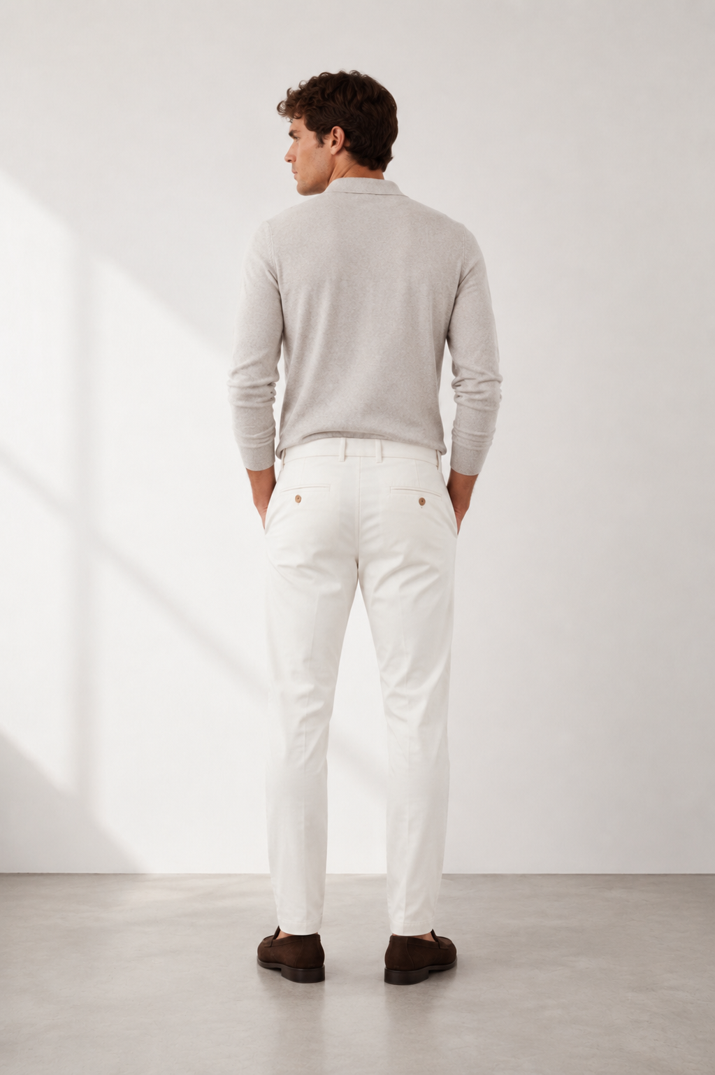 Slim-Fit Off-White Chino Pants