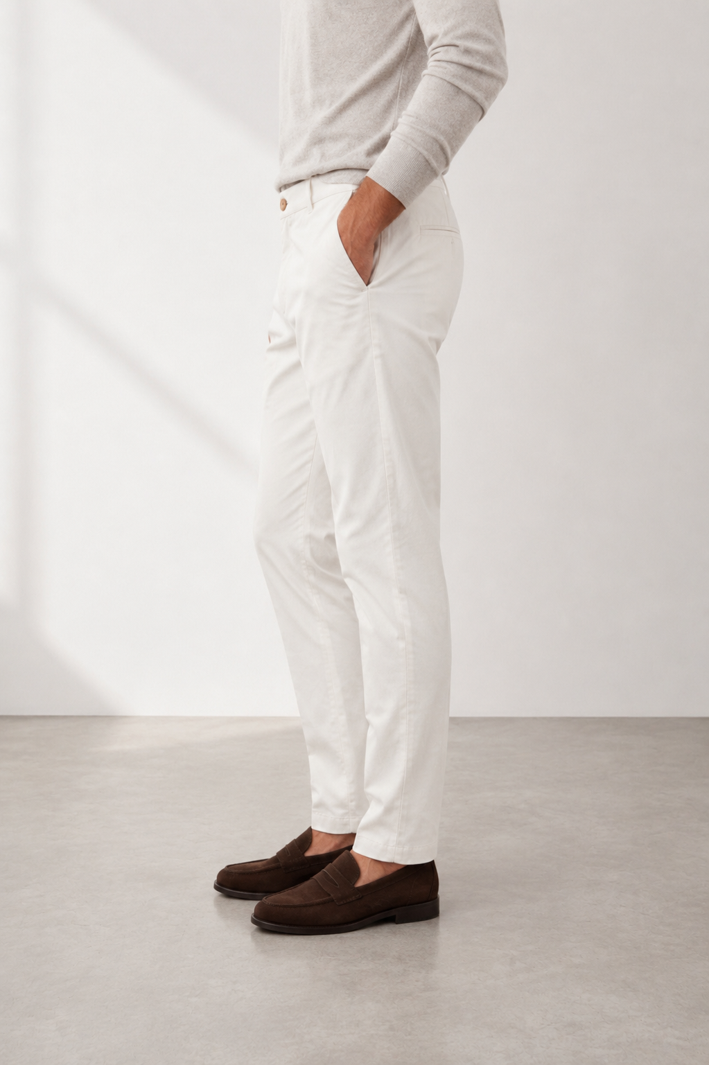 Slim-Fit Off-White Chino Pants