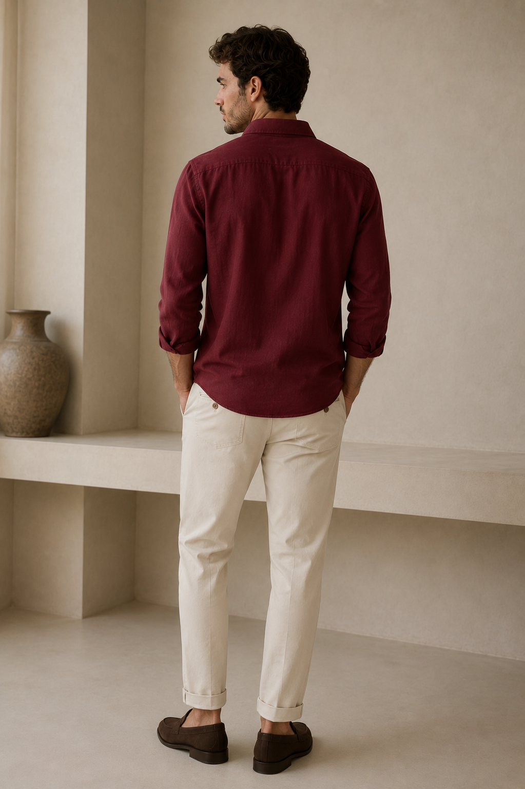 Premium Burgundy Linen Shirt