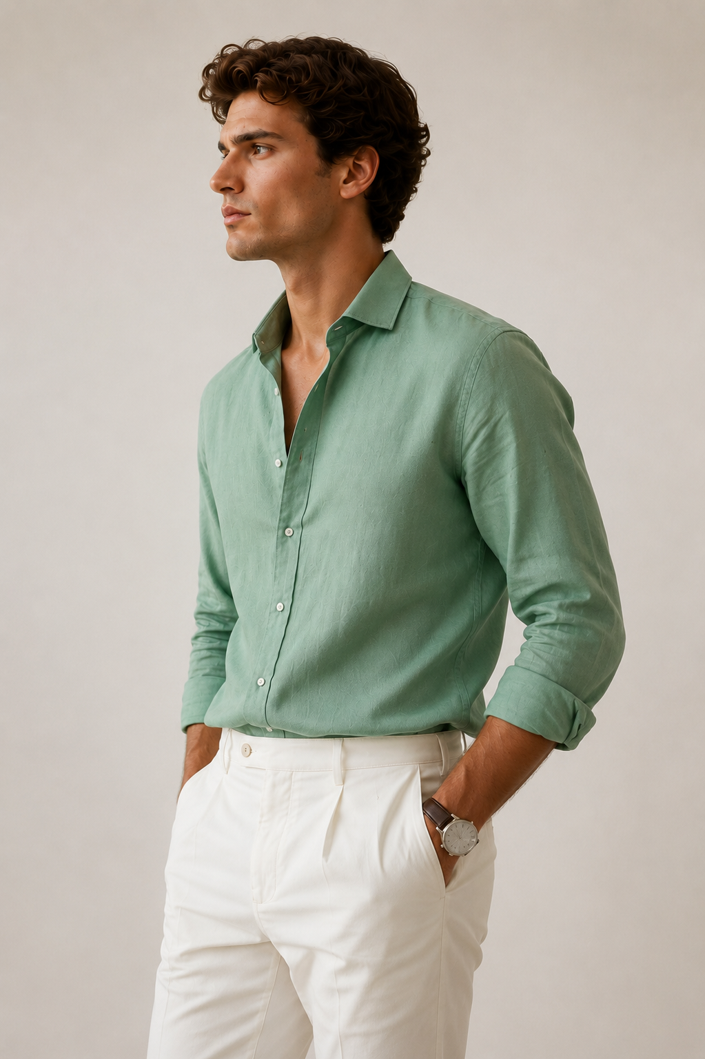 Premium Sage Green Linen Shirt