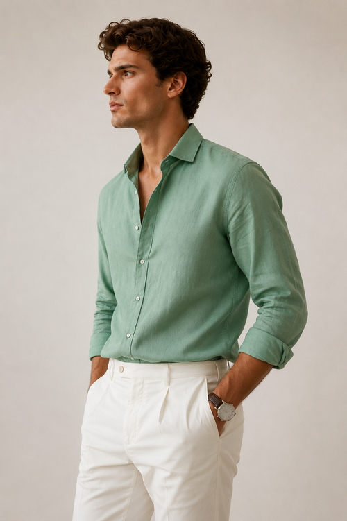 Premium Sage Green Linen Shirt