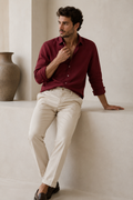Premium Burgundy Linen Shirt
