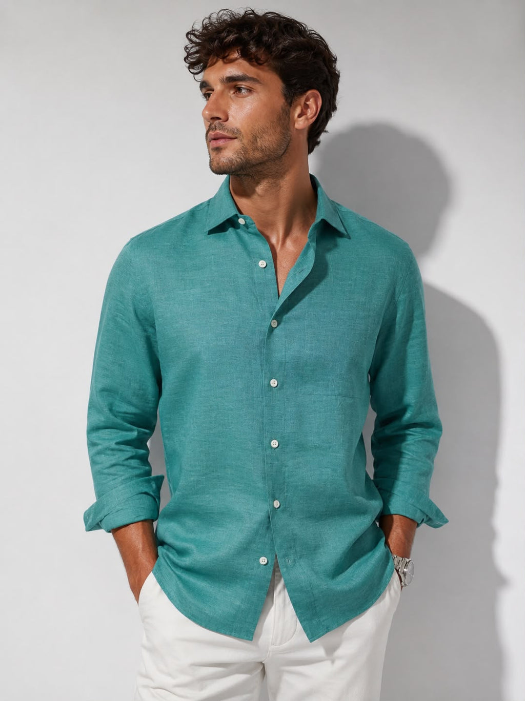 Premium Emerald Linen Shirt